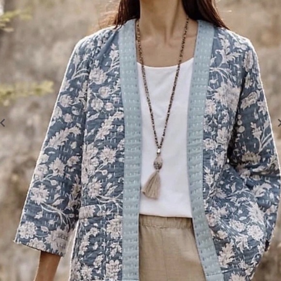 Pure Jill Jackets & Blazers - J.Jill Pure Jill Kantha Quilted Floral Open Front Jacket Size XS